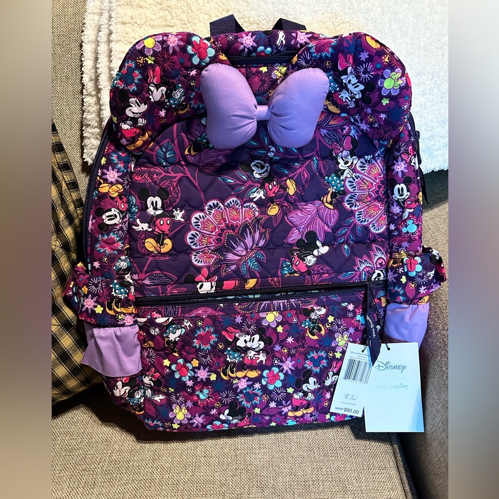 NWT Vera Bradley Disney Mickey and Minnie Flirty Floral Minnie Ears Backpack